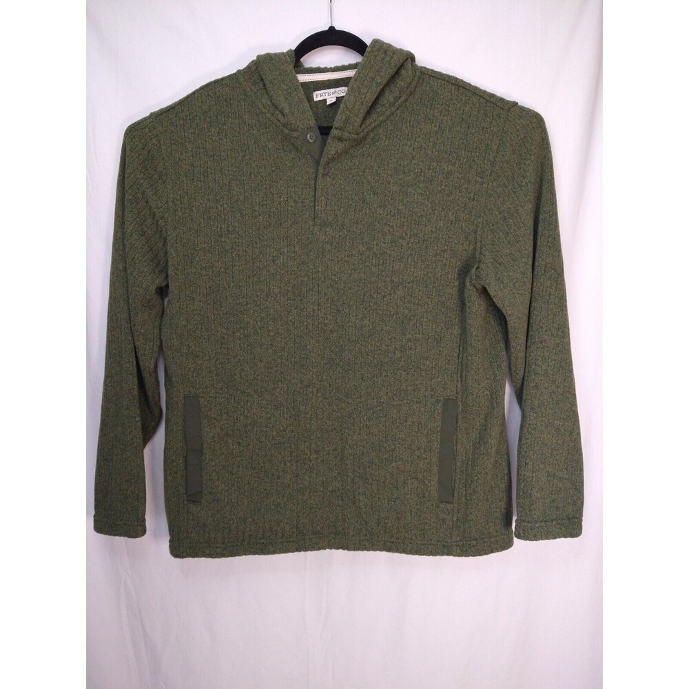 Frye & Co Ribbed Sweater Long Sleeve Pullover Hoodie Green Size XL Cozy Rugged